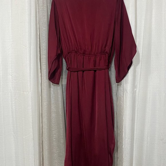 Plus Size Burgundy Wrap Dress - Picture 3 of 4
